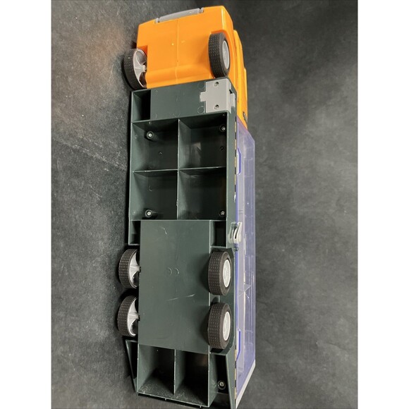 Joyin Orange Cargo Truck Semi &Trailer Holds 12 Hot Wheel Vehicles Fold Up Sides - Picture 8 of 10